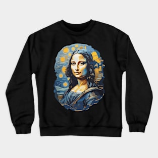 Mona Lisa in the style of Van Gogh Crewneck Sweatshirt